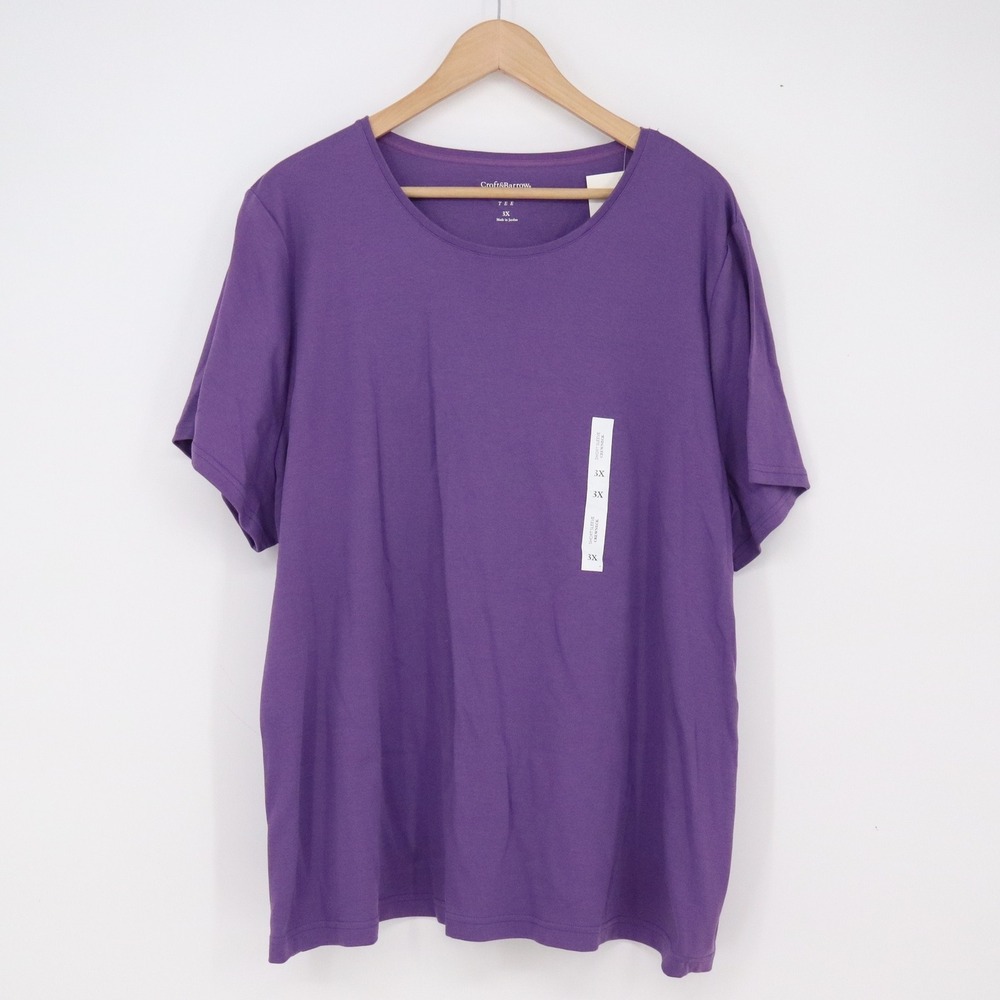 Croft & Barrow T-Shirt Womens 3X Classic Tee Purple Short Sleeve Crewneck NEW
